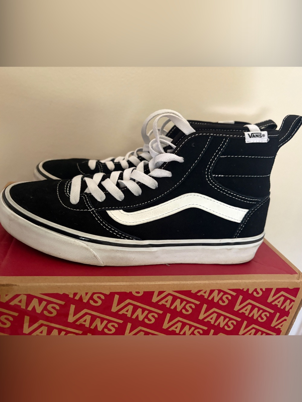 Vans Black & White High Top Skate Shoes